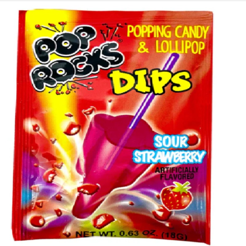 Pop Rocks Dips Popping Candy With Lollipop Sour Strawberry