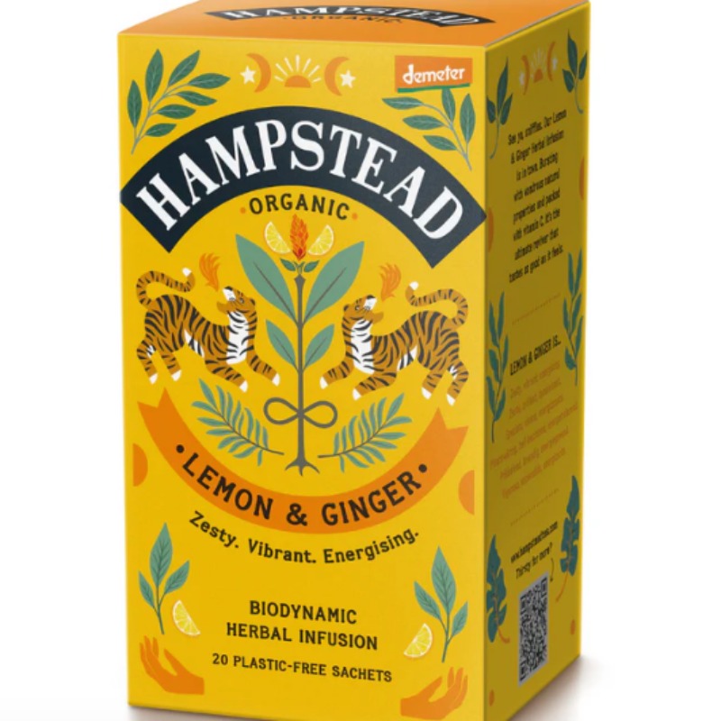 Infusion Bio Citron Gingembre Hampstead Tea (20 Sachets)